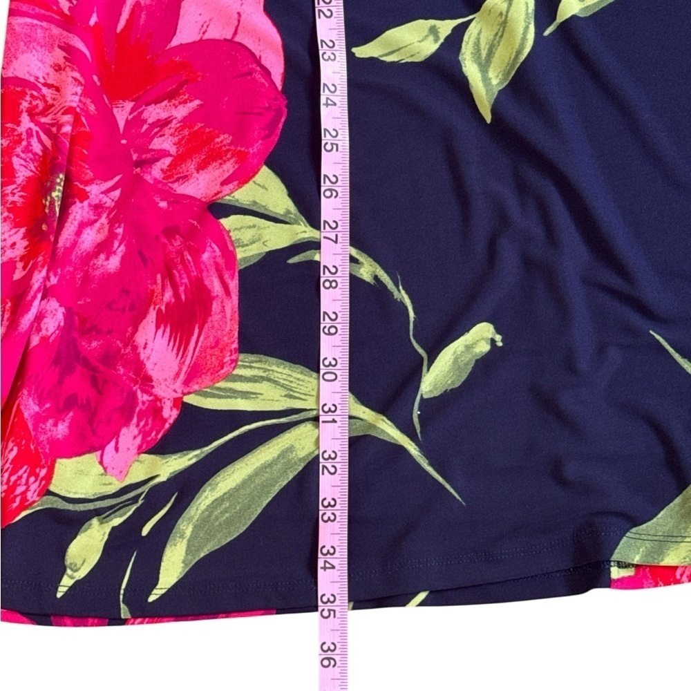 Anne Klein Navy Sleeveless Floral A-Line Dress Size 8 - Picture 7 of 10